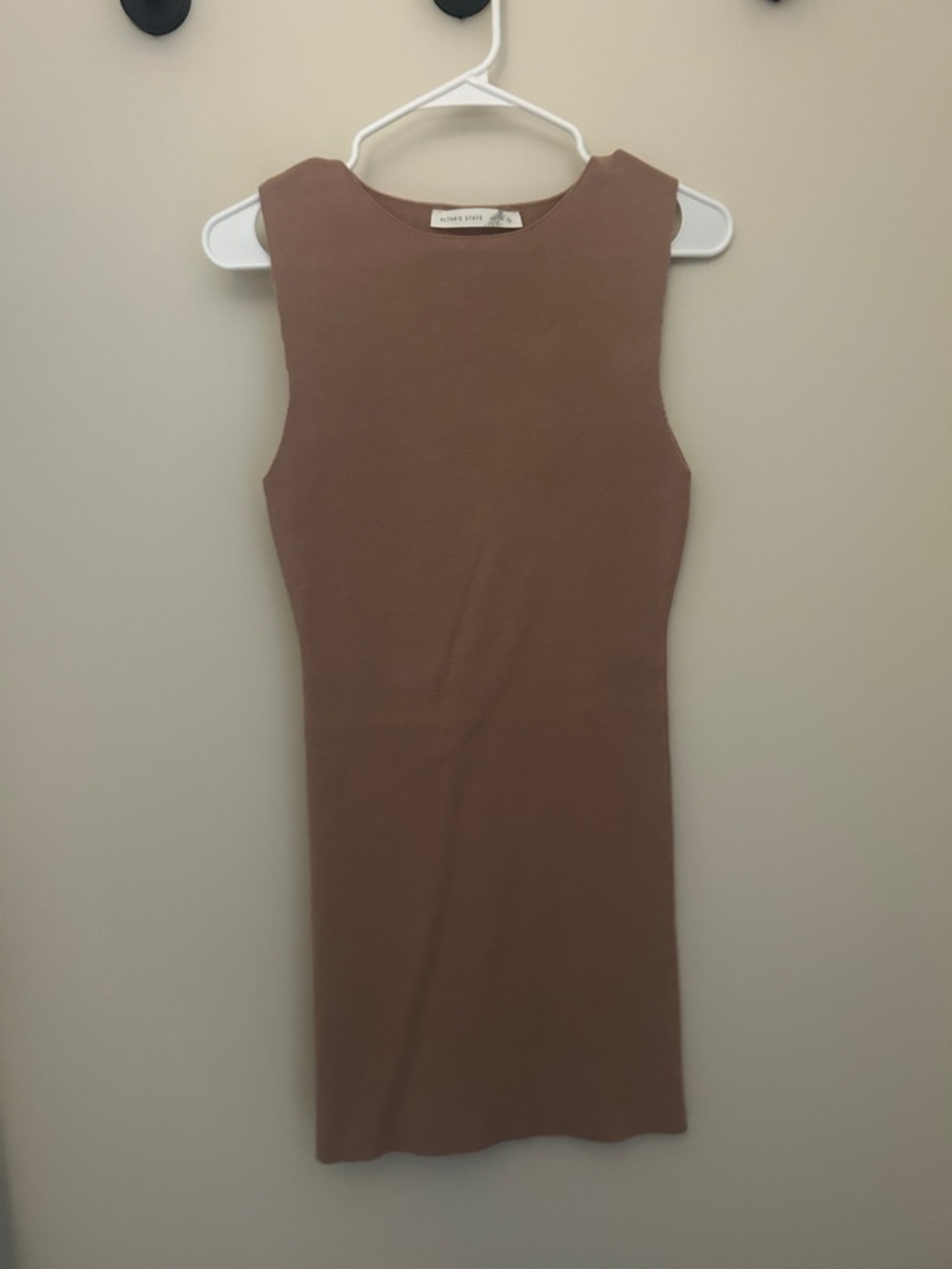 Altar'd State Sleeveless Ribbed Mini Dress in Mauve Brown
